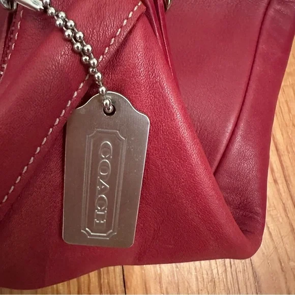COACH Legacy Red Leather Vintage Slim Duffle Shoulder Bag - Picture 7 of 14